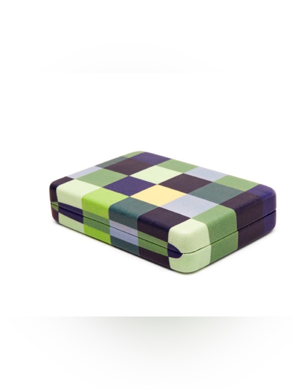 3/24$ Kikkerland Lime Green and Navy Striped Jewelry Travel Case with Mirror
